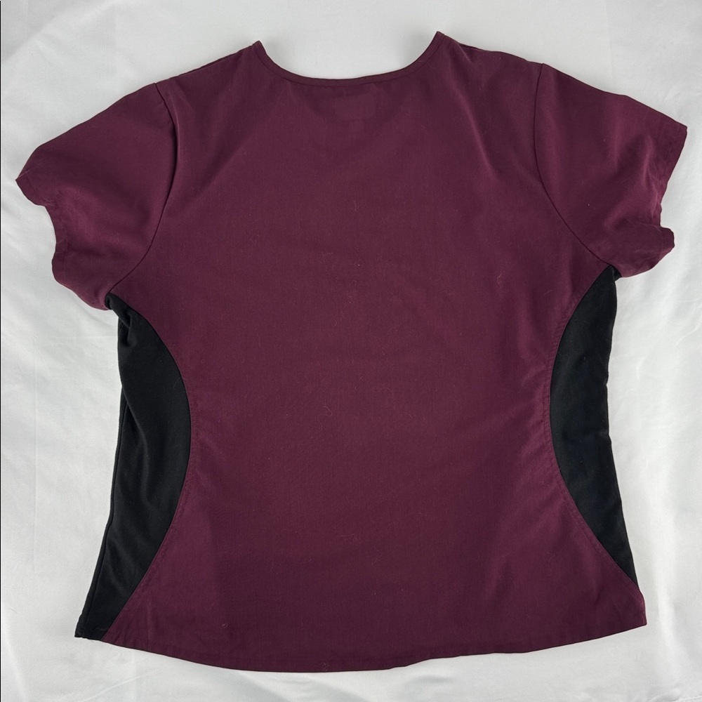 2 Piece AVE by Medline Burgundy Scrub Set with Black Accents - Picture 4 of 8